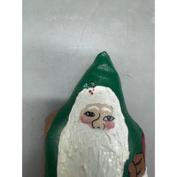 vintage handmade Christmas Santa figurine candy cane green signed 9" READ - Picture 6 of 8
